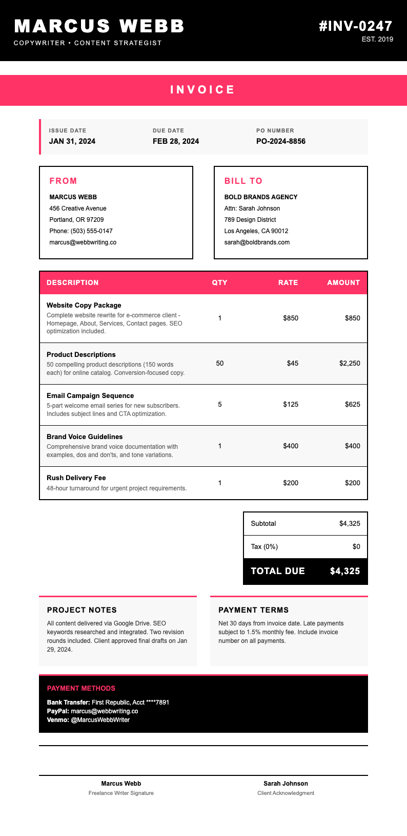 Bold Contemporary Invoice